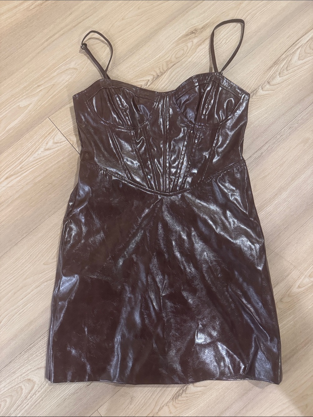 Forever 21 Cognac Faux-Leather Mini Dress